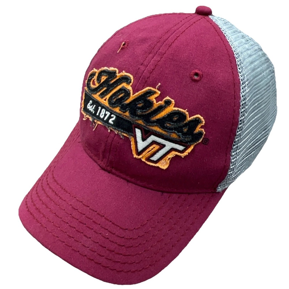 Virginia Tech Hokies Trucker Hat Cap Snapback Maroon‎ Dad  Mesh Script Spell Out